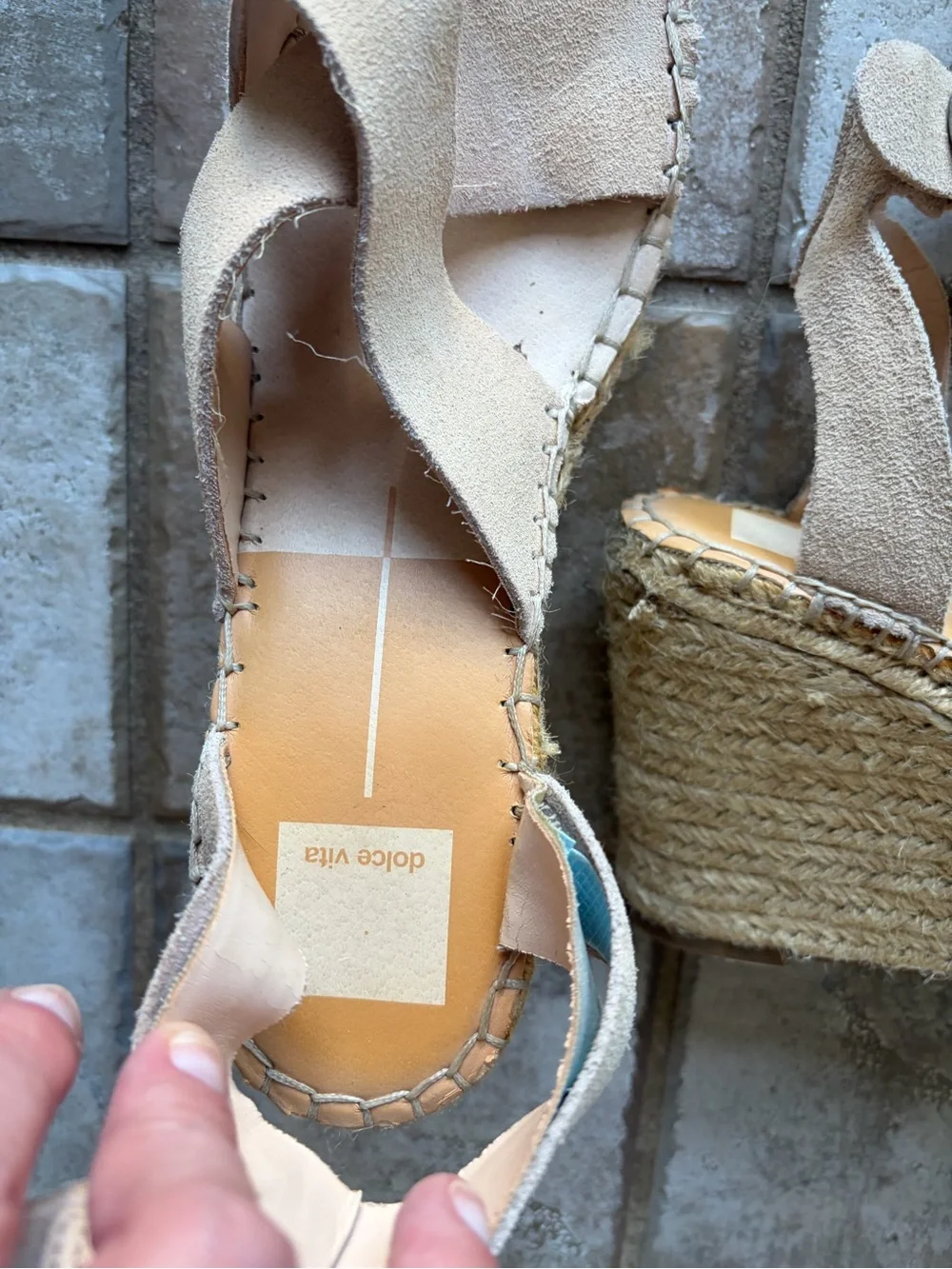 Dolce Vita Beige Suede Espadrille Wedge Sandals